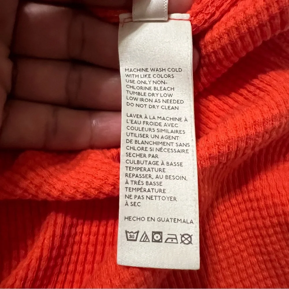 Free People Snowy Thermal Top‎ Ribbed Stretch Orange Women's Size XS